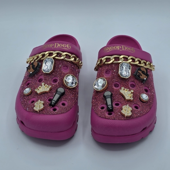 Skechers x Snoop Dogg Pink Rolling N Gold Arch Fit Footsteps Clogs Size 10 - Picture 2 of 16